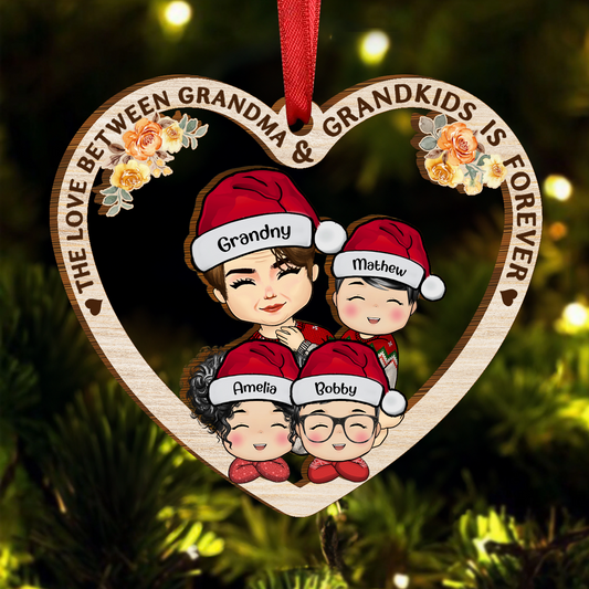 The Love Between Grandma And Grandkids Is Forever - Personalized Custom Shaped Wooden Ornament