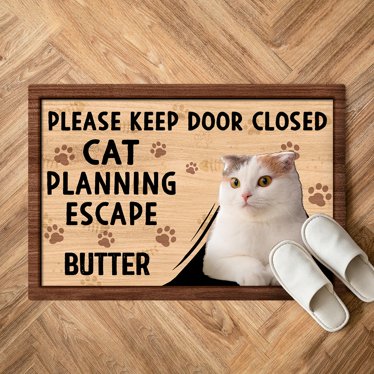 Custom Photo Cats Planning Escape - Personalized Doormat