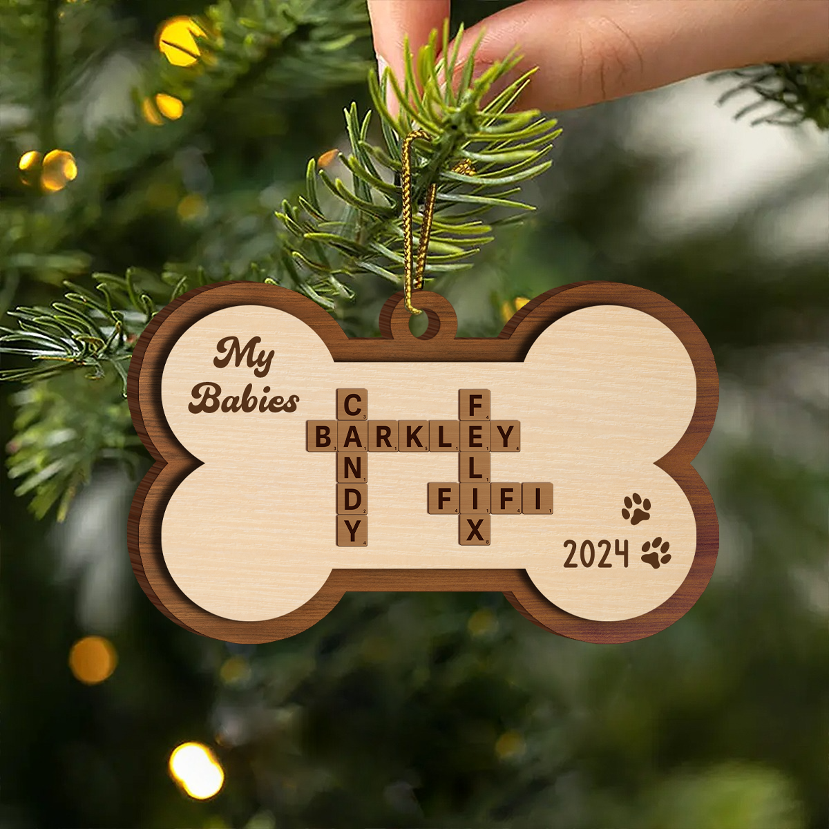 Dogs Names Crossword Puzzle Art Bond Shape Personalized  Wooden Ornament