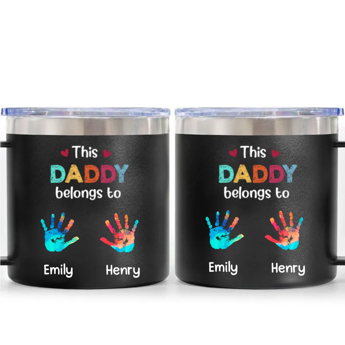 14oz Family - This Daddy Grandpa Belongs To - Personalized 14oz Stainless Steel Tumbler With Handle - Makezbright Gifts