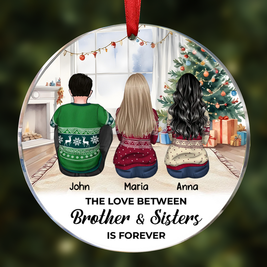 Personalized Siblings Christmas Tree Cozy Inside Ornament, Personalized Brothers and Sisters Ornament, Siblings Gift