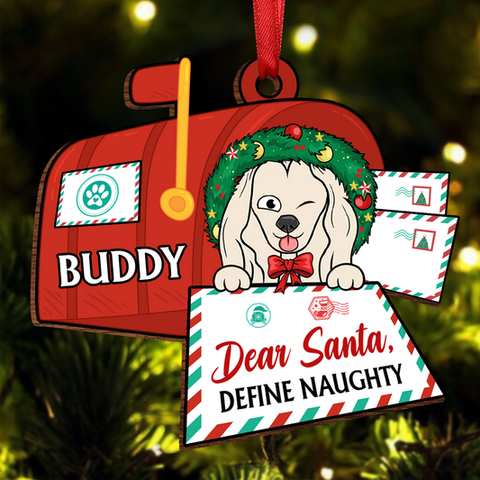 Dear Santa Define Naughty - Personalized Custom Shaped Wooden Ornament