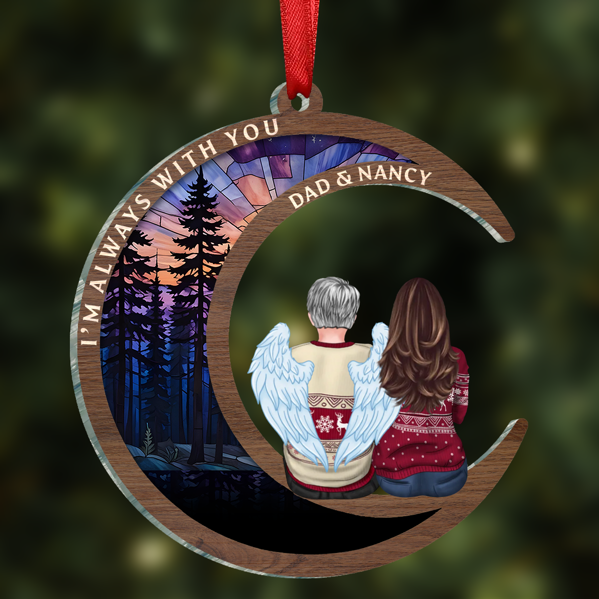 Memorial Always With You - Personalized Circle Acrylic Ornament