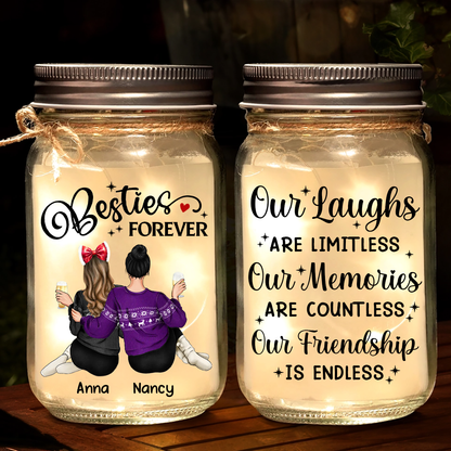 Our Memories Are Countless Our Friendship Is Endless - Personalized Mason Jar Light