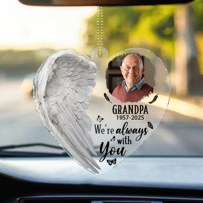 Custom Photo Although You Cannot See Me I'm Always With You - Personalized Acrylic Car Hanger