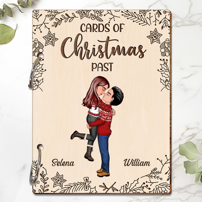 Kissing Couple Cards Of Christmas Past - Personalized Card Keeper, Card Holder