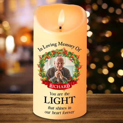 Memorial Custom Photo You Are The Light - Personalized Flameless LED Candle