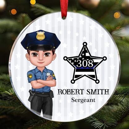 Police Christmas Personalized Acrylic Ornament, Office Decor, Appreciation Gift, Christmas Gift For Law Enforcement