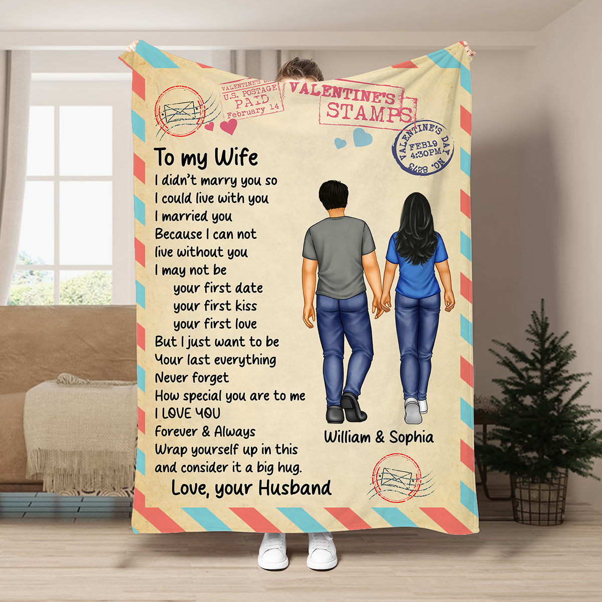 Couple Airmail Wrap Yourself Up In This - Personalized Fleece Blanket