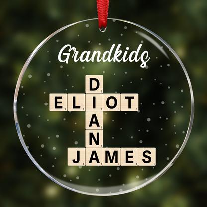 Grandkids Crossword Puzzle Art Personalized Ornament, Christmas Gift For Grandma, Gift For Mom