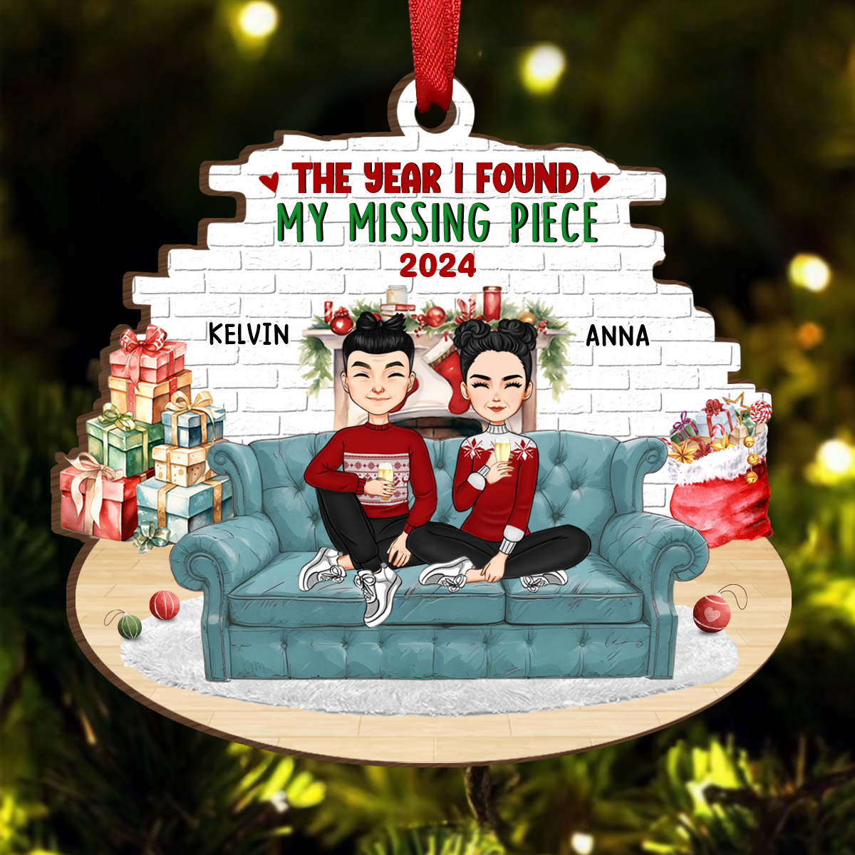 The Year I Found My Missing Piece - Personalized Custom Shaped Wooden Ornament