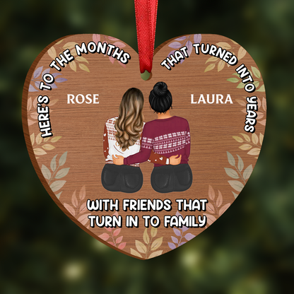 Christmas Friends That Turned Into Family - Personalized Custom Shaped Wooden Ornament