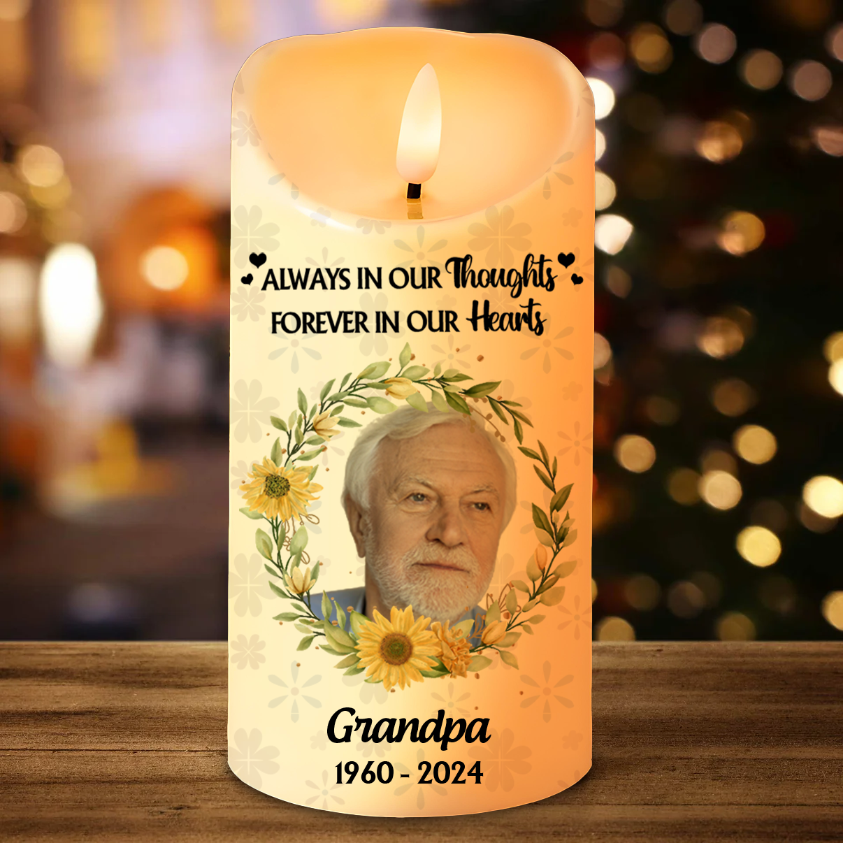 Custom Photo Forever In Our Hearts - Personalized Flameless LED Candle