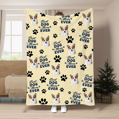 Custom Photo Best Dog Mom Dog Dad Cat Dad Cat Mom - Personalized Fleece Blanket