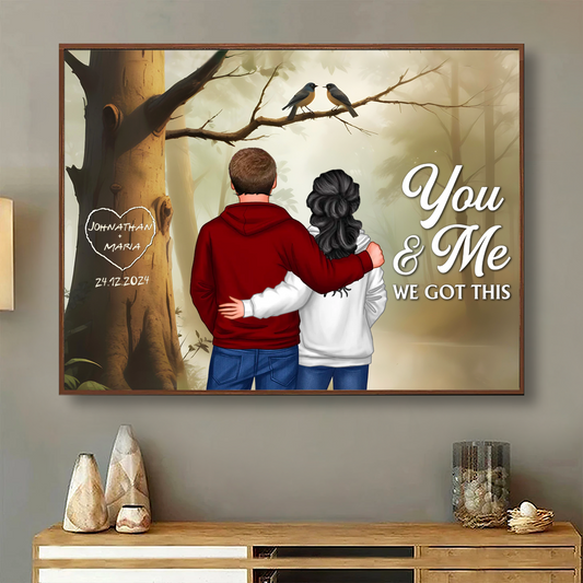 Couple Birds On Tree Personalized Poster, Anniversary, Valentine's Day Gift for him, Gift for her