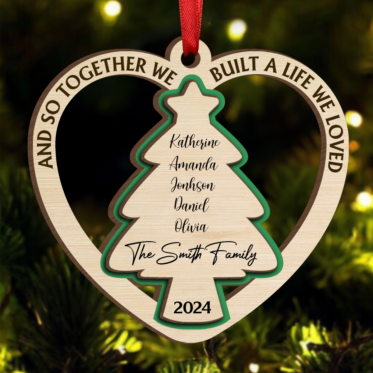 Together We Make A Family - Personalized Custom Shaped Wooden Ornament