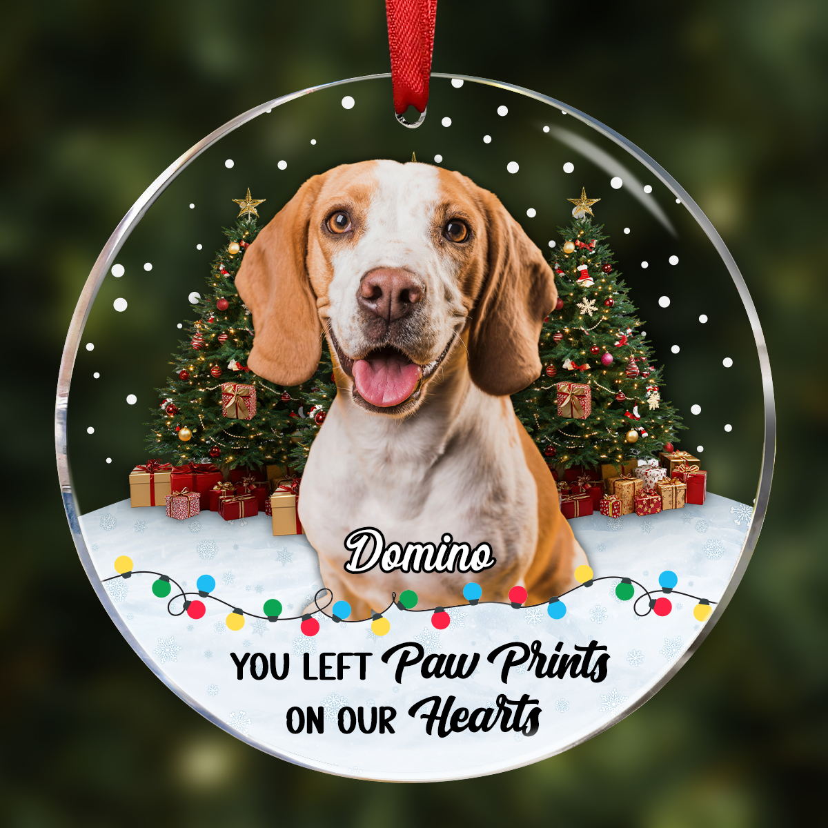 Custom Photo You Left Paw Prints Pet Memorial - Personalized Circle Acrylic Ornament