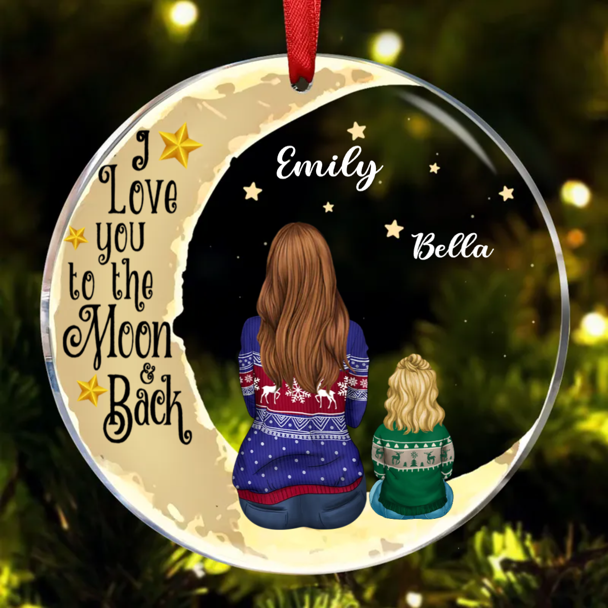 Grandma - I Love You To The Moon And Back - Personalized Circle Ornament