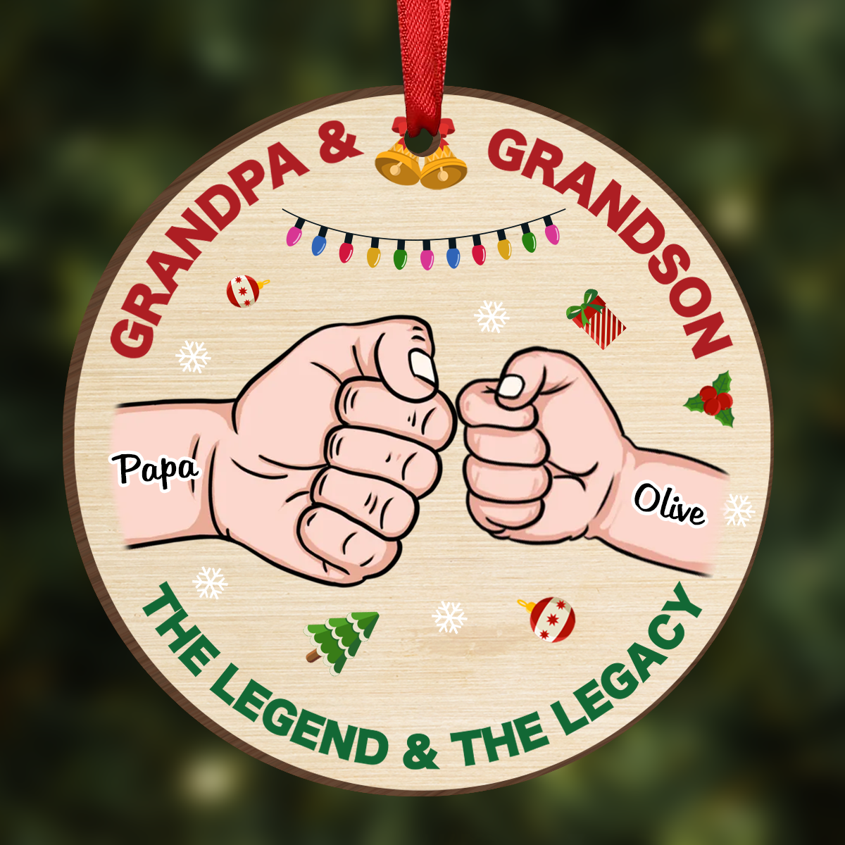 Personalized Grandpa and Grandson Legend Legacy Circle Ornament