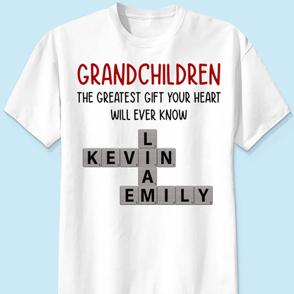 Grandchildren The Greatest Gift Your Heart Will Ever Know, Crossword Puzzle Personalized Shirt