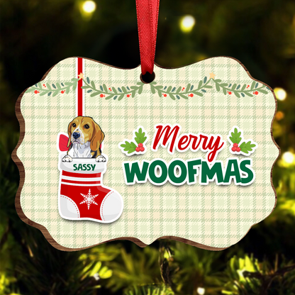 Dogs Merry Woofmas Peeking Dogs Personalized Christmas Ornament