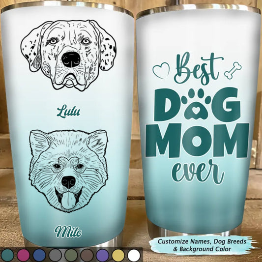 20oz Dog Lovers - Best Dog Mom Ombre Background - Personalized Tumbler (TB) - Makezbright Gifts