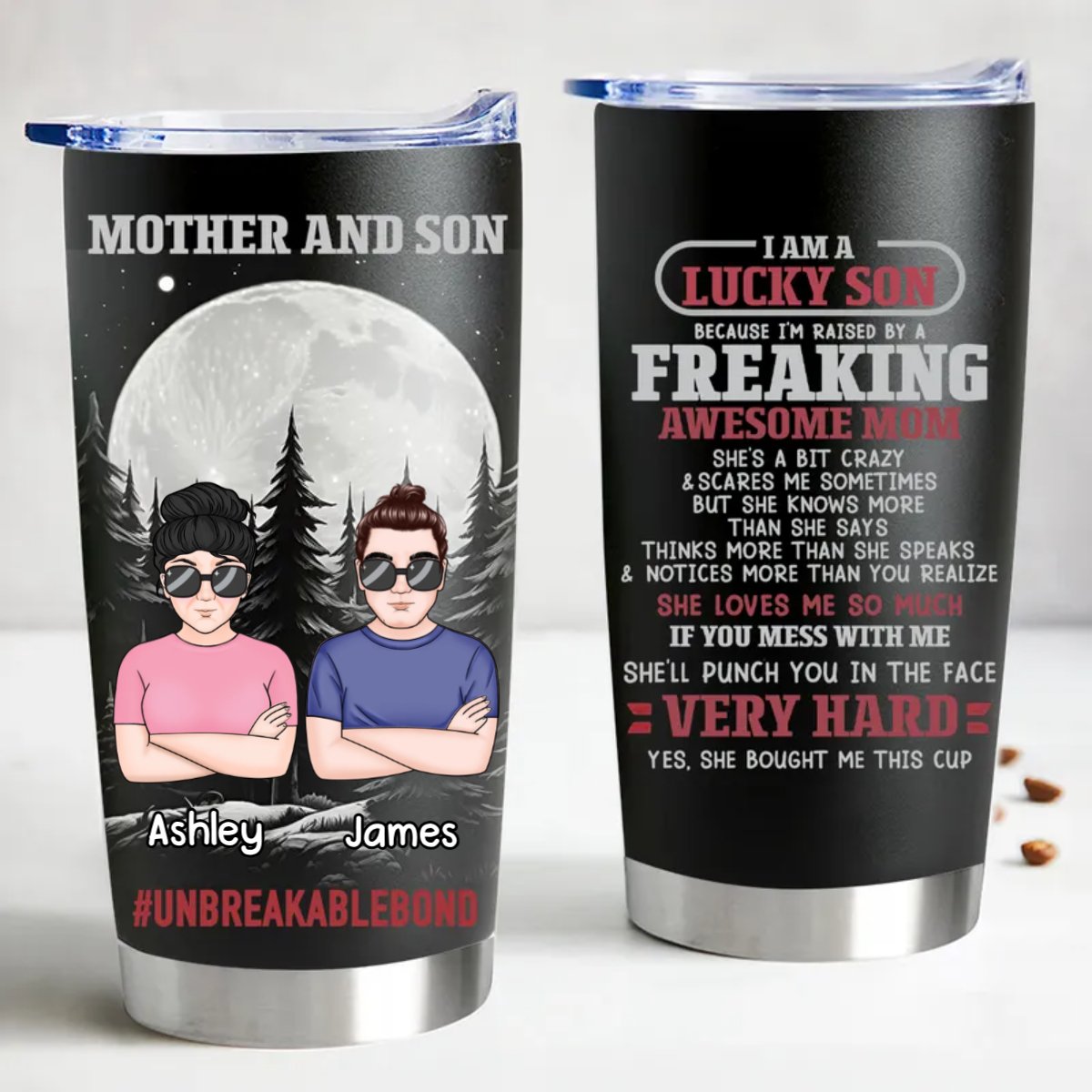 20oz Family - I Am A Lucky Son - Personalized Tumbler - Makezbright Gifts