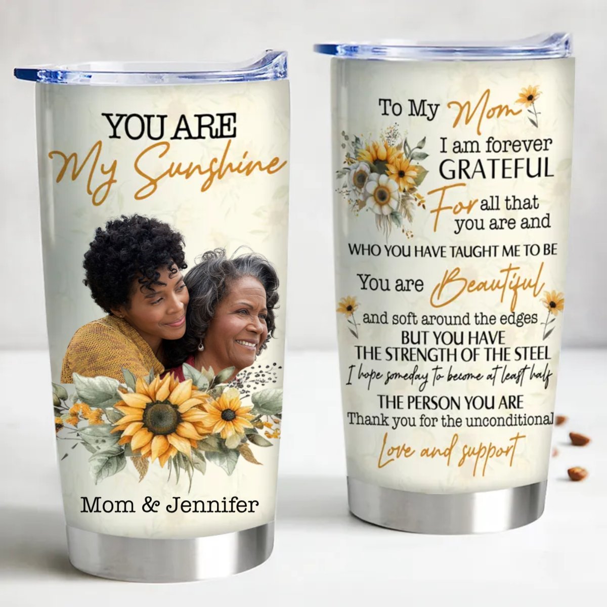 20oz Family - Mom You Are My Sunshine I Am Very Grateful - Personalized Tumbler - Makezbright Gifts