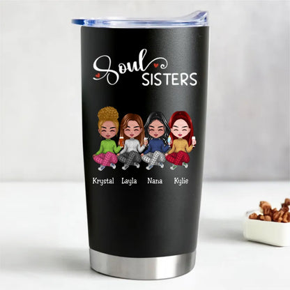 20oz Personalized Soul Sisters Insulated Tumbler (BL) - Makezbright Gifts