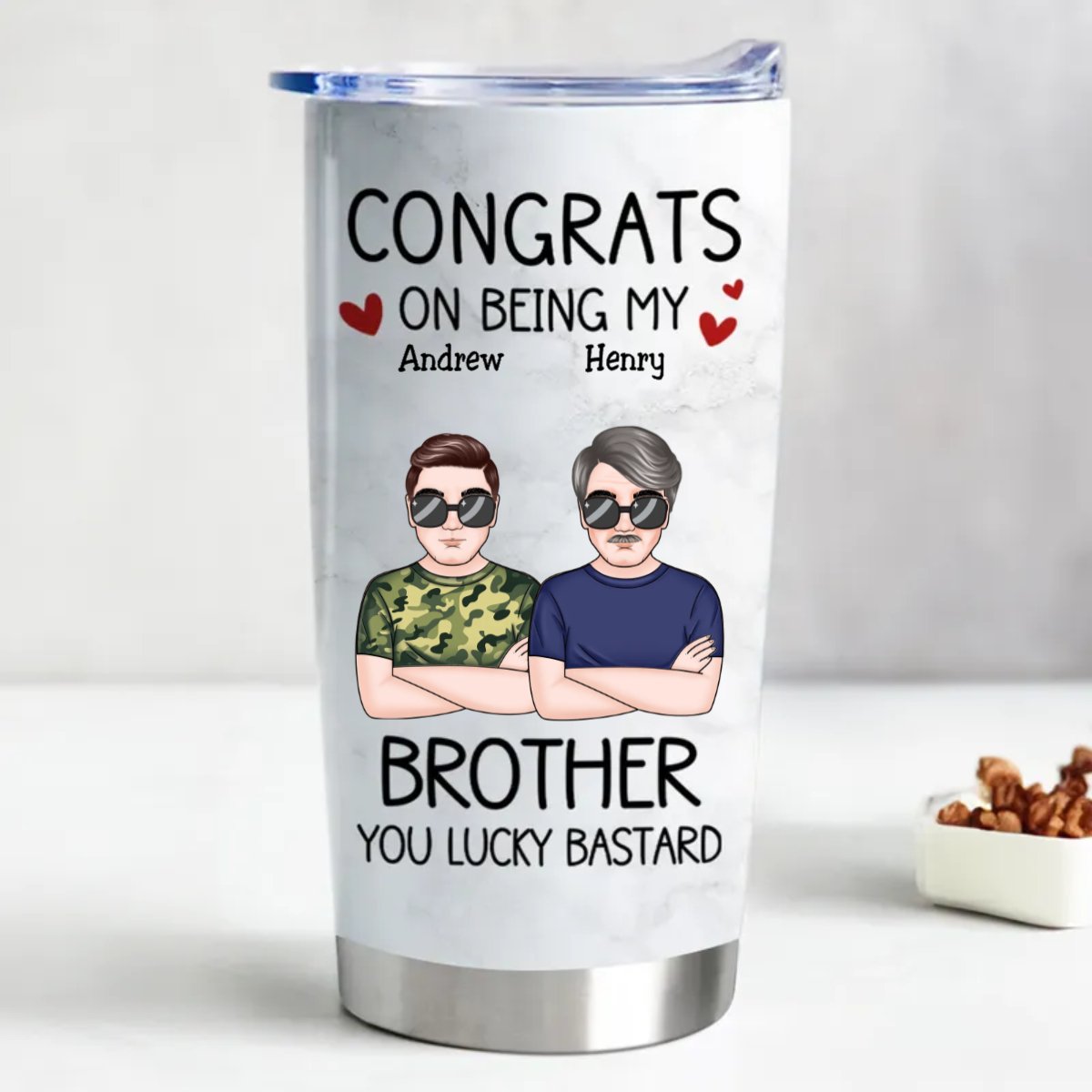 20oz Personalized Stainless Steel Tumbler for Awesome Brothers - Makezbright Gifts