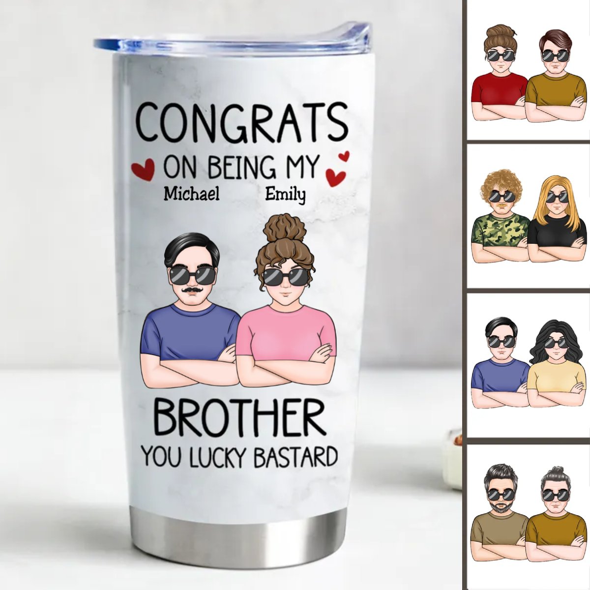 20oz Personalized Stainless Steel Tumbler for Awesome Brothers - Makezbright Gifts