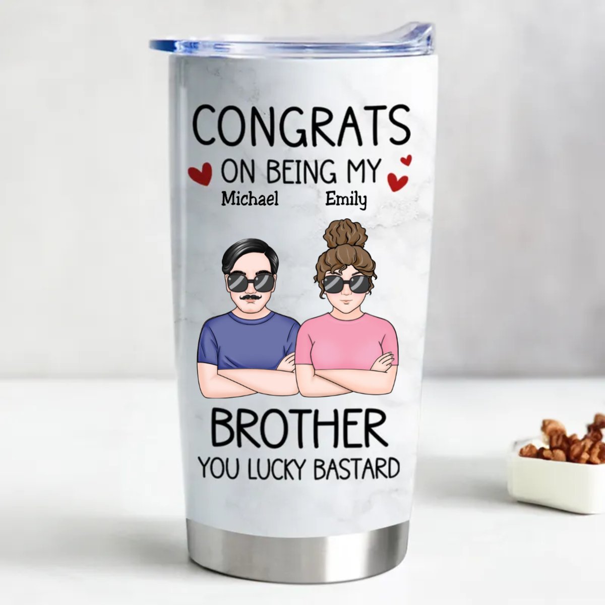 20oz Personalized Stainless Steel Tumbler for Awesome Brothers - Makezbright Gifts