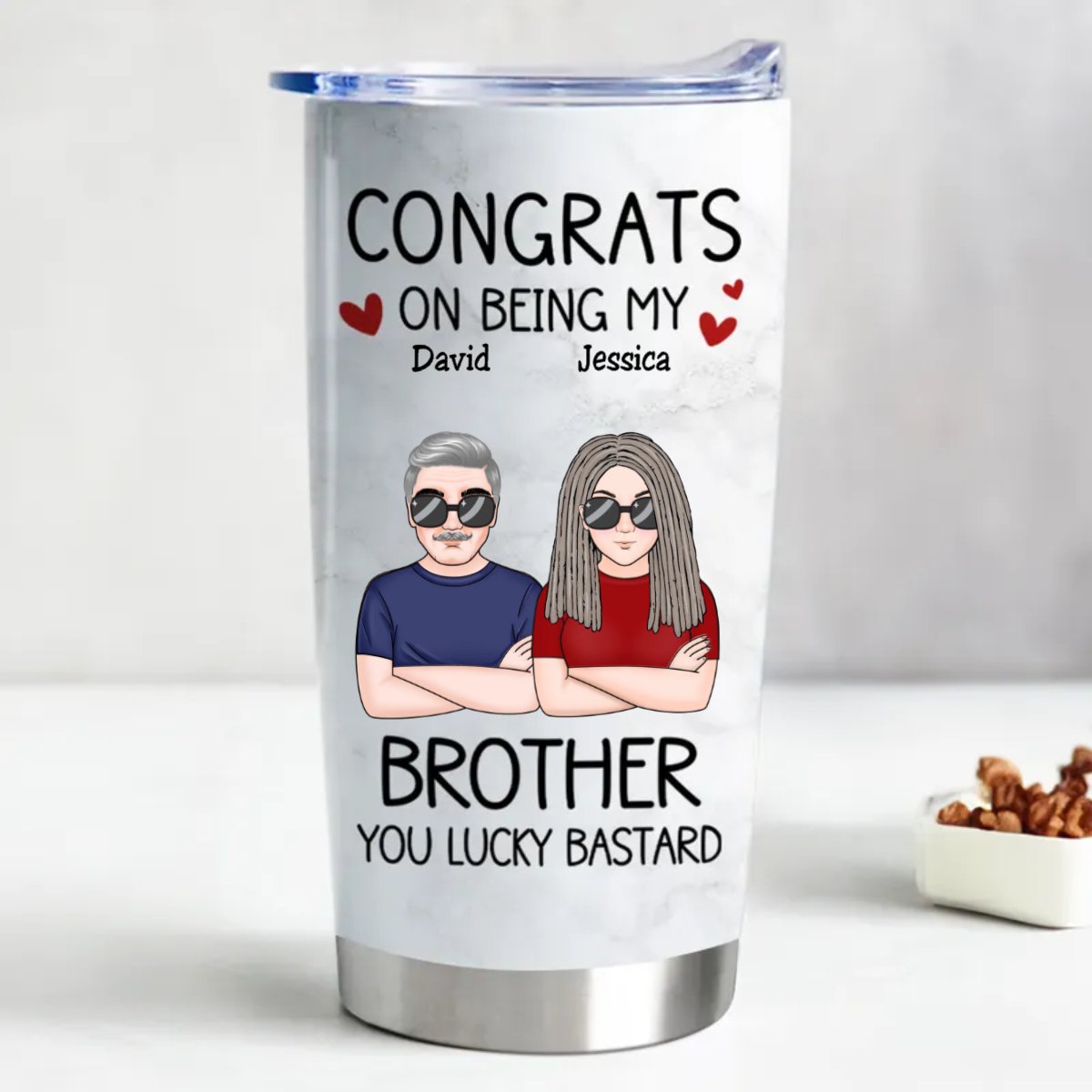 20oz Personalized Stainless Steel Tumbler for Awesome Brothers - Makezbright Gifts