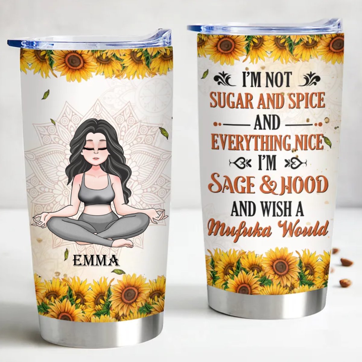 20oz Personalized Stainless Steel Tumbler for Yoga Enthusiasts - Makezbright Gifts