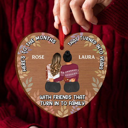 Christmas Friends That Turned Into Family - Personalized Custom Shaped Wooden Ornament