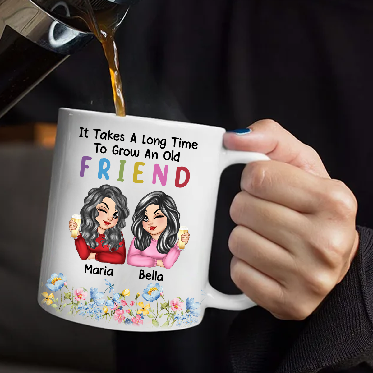 It Takes A Long Time To Grow An Old Friend - Personalized White Edge-to-Edge Mug