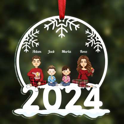 Family Of 3, 4, 5, 6 Jolly Christmas - Personalized 2024 Family Ornament