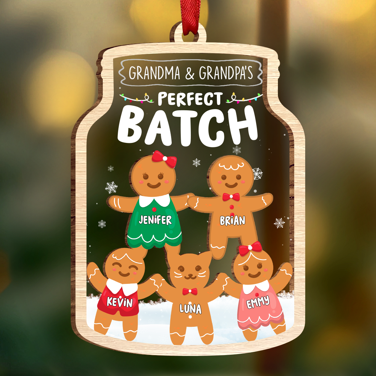 Grandma Grandpa Mom Dad Perfect Patch - Gift For Mom, Dad, Grandparents - Personalized Wooden Ornament