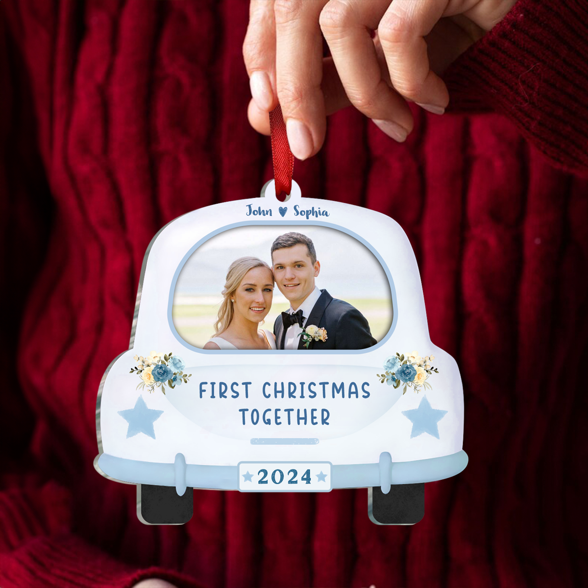 First Christmas Together Personalized Photo Frame Ornament, Newlywed Gift, Hanging Photo Car Ornament, First Car Gift, Test Pass Gift