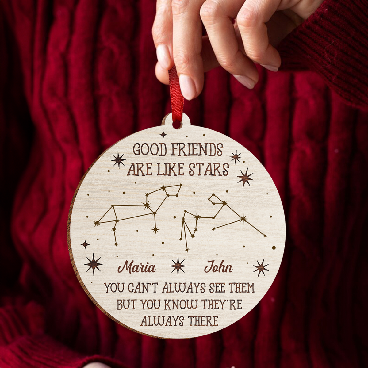 Friends Are Like Stars Zodiac Sign Personalized Wooden Ornament