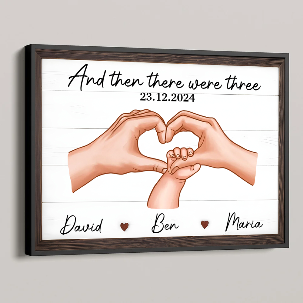 Family Of Three Personalized Poster, Heartfelt Gift For New Mom, New Dad, New Parents