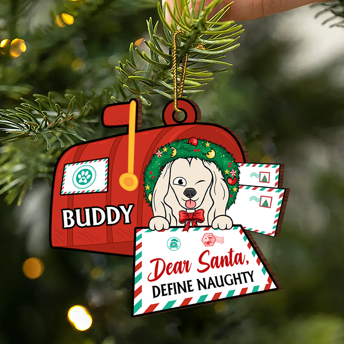 Dear Santa Define Naughty - Personalized Custom Shaped Wooden Ornament