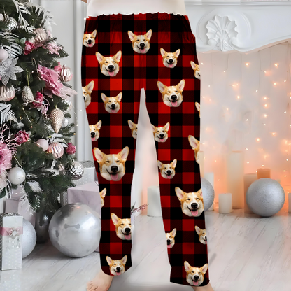 Custom Photo Funny Dog Cat Pet Human Face - Personalized Pajama Pants