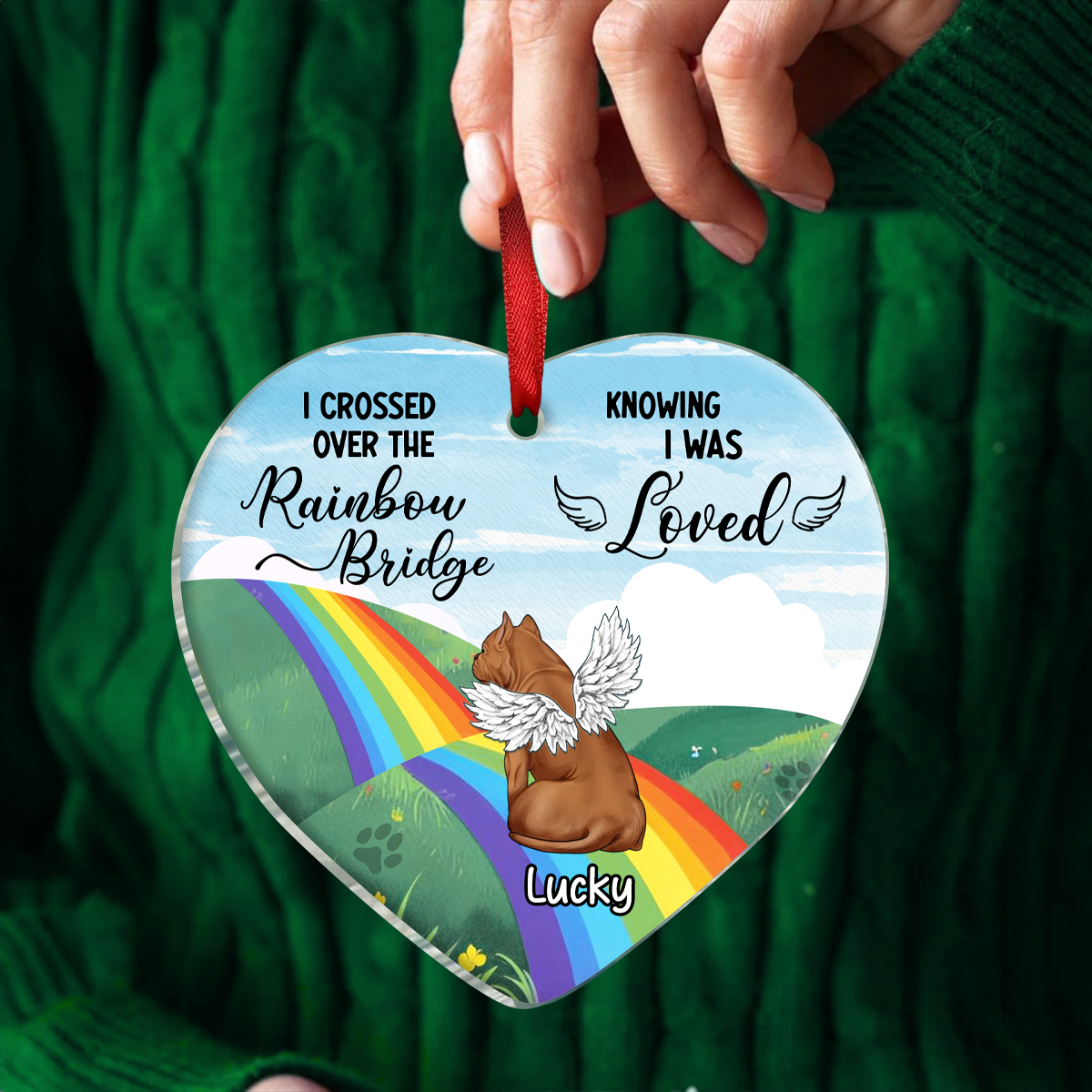 Over The Rainbow Bridge - Personalized Heart Ornament