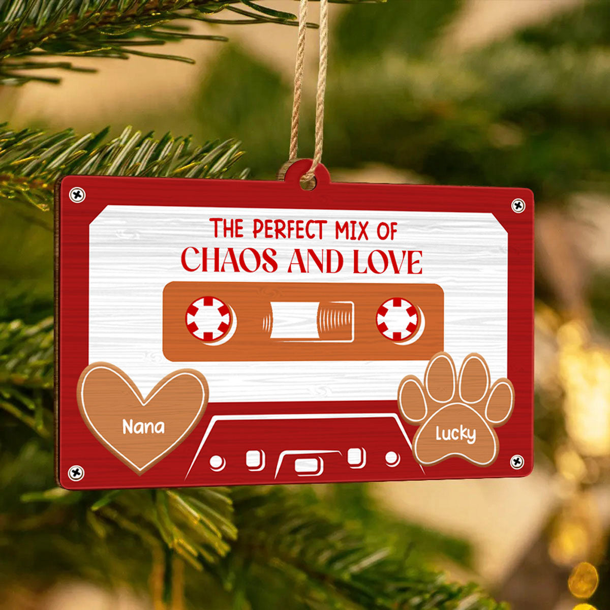 The Perfect Mix Of Chaos And Love - Personalized Custom Shaped Wooden Ornament