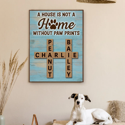 Home With Paw Prints Pet Crossword Puzzle Wall Art Home Decor Personalized Poster