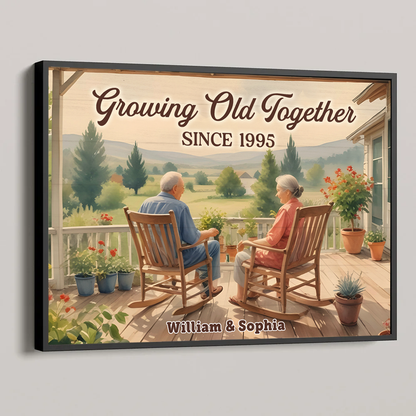 Old Couple Sitting Together On The Porch Personalized Poster, Heartfelt Valentine's Day Gift For Him, For Her, Husband, Wife