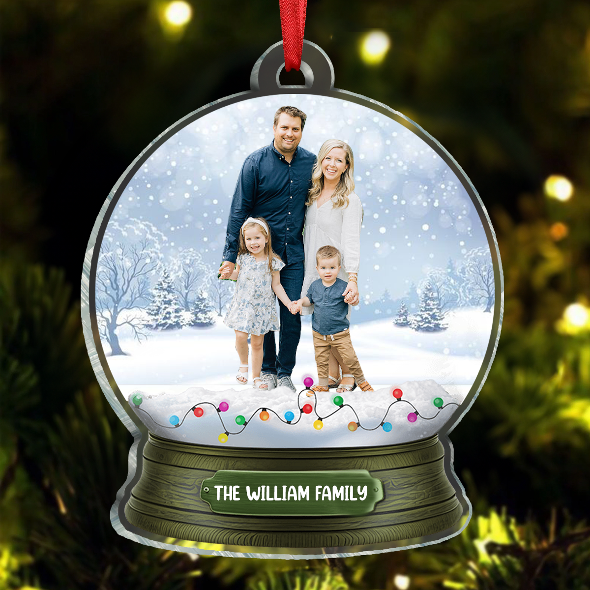 Custom Photo Magic Time - Family Personalized Custom Ornament - Acrylic Custom Shaped - Christmas Gift For Family Members