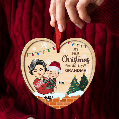 My First Christmas As A Grandma - Personalized Wooden Ornament