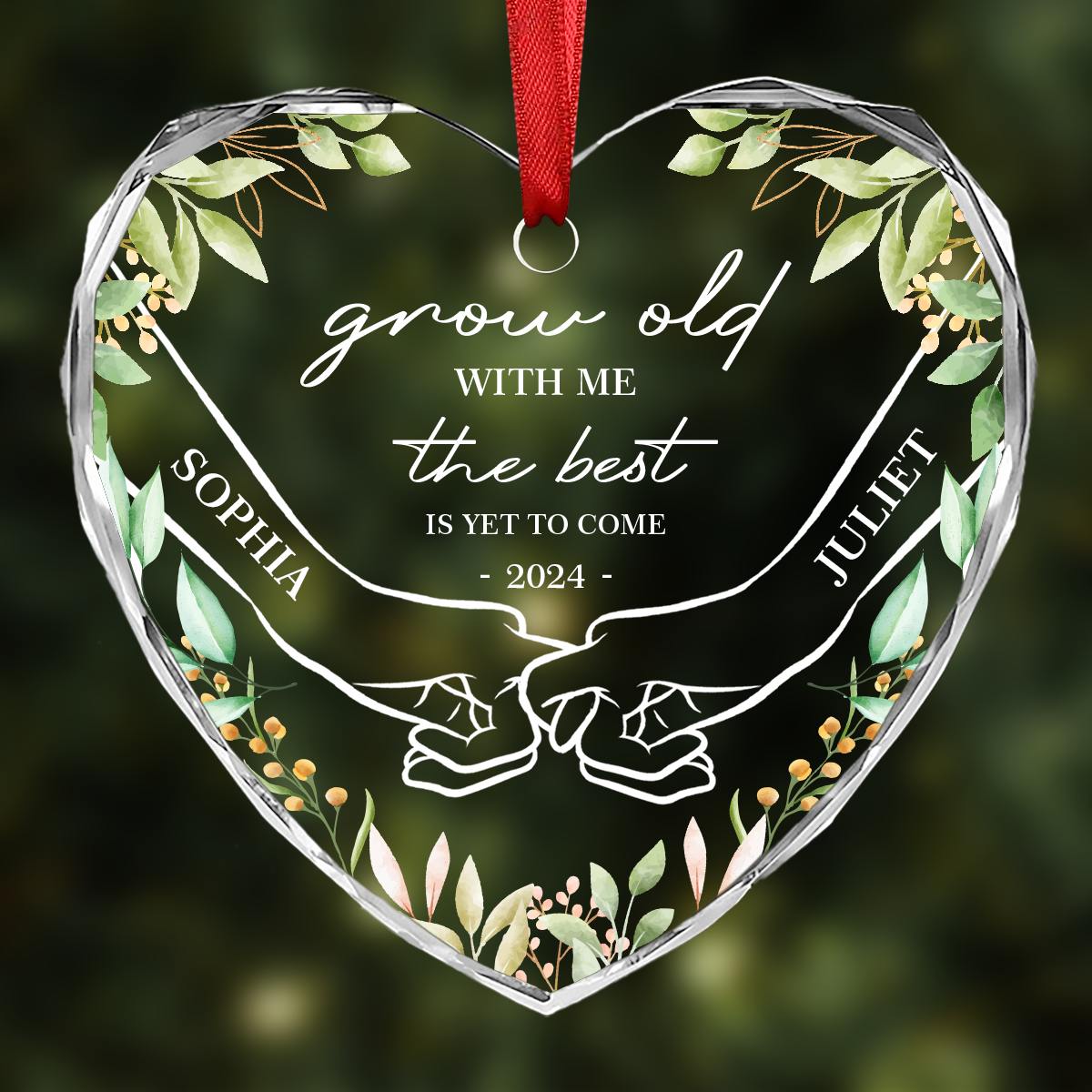 Newly Engaged Couple Holding Hands The Best Is Yet To Come - Personalized Heart Shaped Ornament